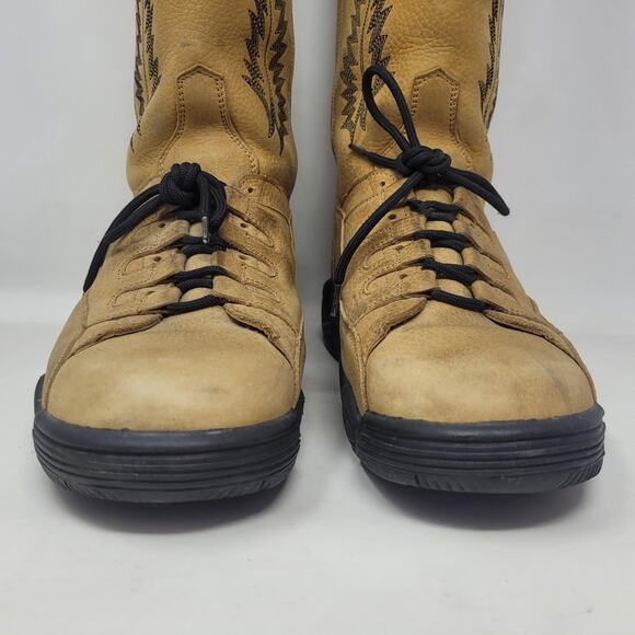 VTG Tony Lama Boots 10.5 Teny Tan Leather Western Rodeo Sneakers Tall T4854 RARE - Picture 9 of 15